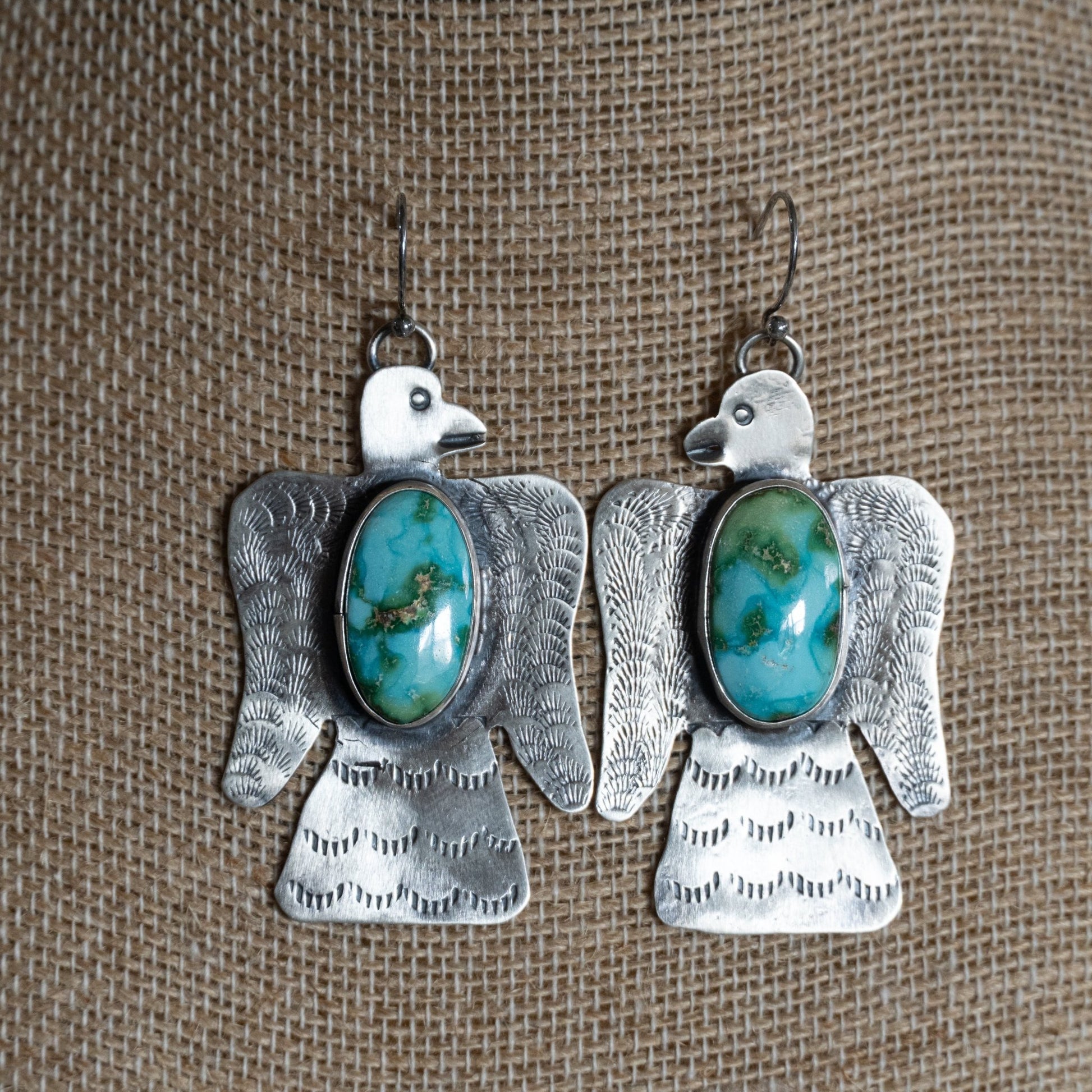 Sonoran Turquoise Sterling Silver Thunderbird Earrings - Echo Canyon Collective