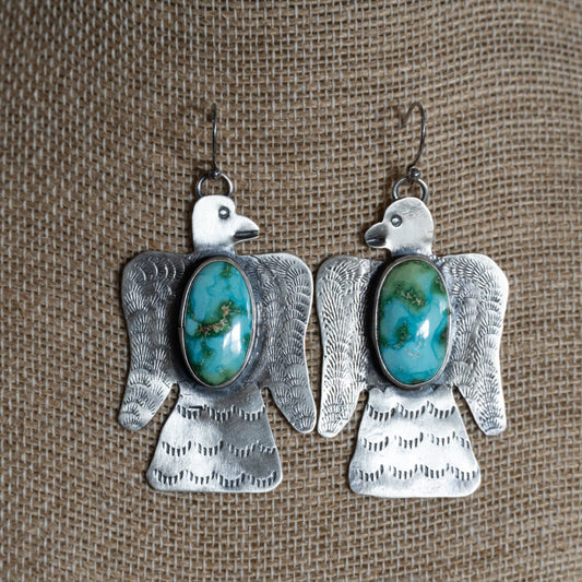 Sonoran Turquoise Sterling Silver Thunderbird Earrings - Echo Canyon Collective