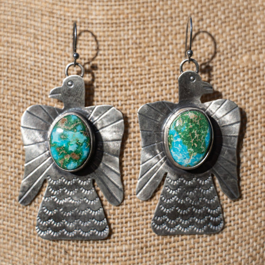 Sonoran Turquoise Sterling Silver Thunderbird Earrings - Echo Canyon Collective