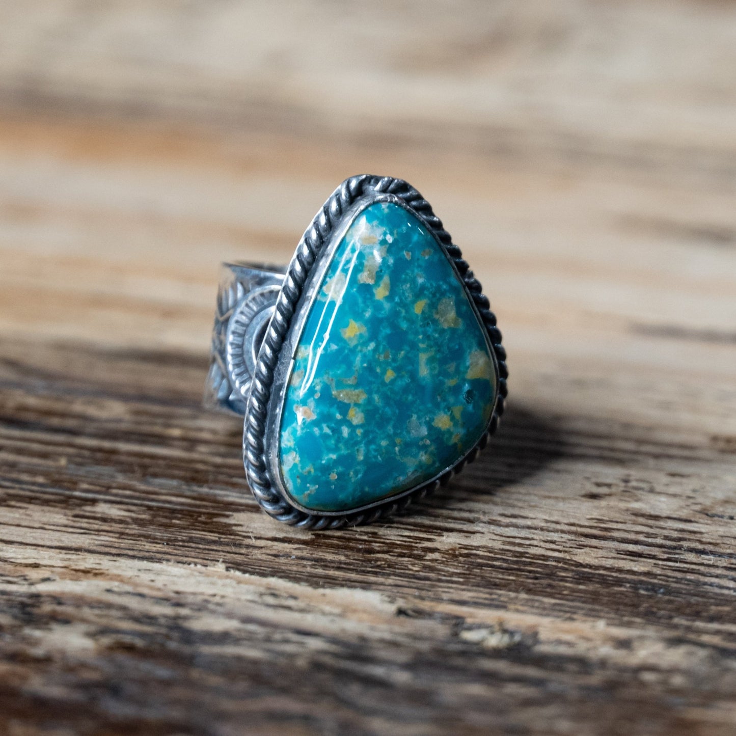 Sunshine Reeves Fox Turquoise Ring | Navajo Handmade Sterling Silver, Size 8½ - Echo Canyon Collective
