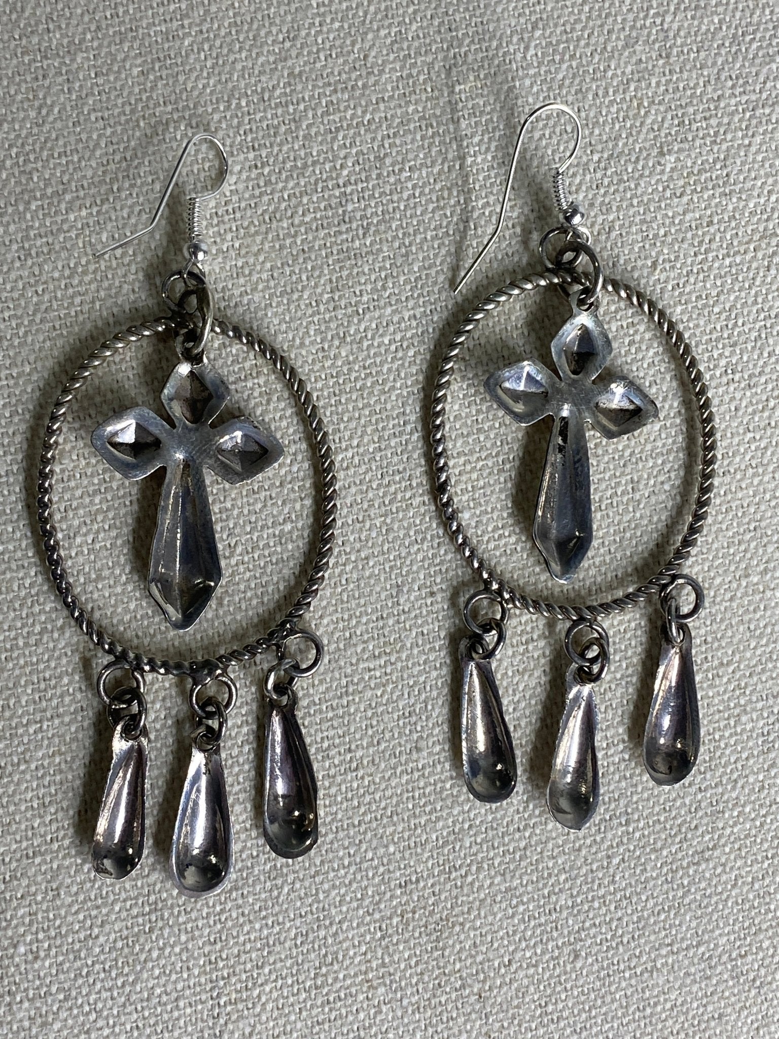 Tim Yazzie Navajo Handmade Sterling Silver Cross Earrings – Statement Pair - Echo Canyon Collective