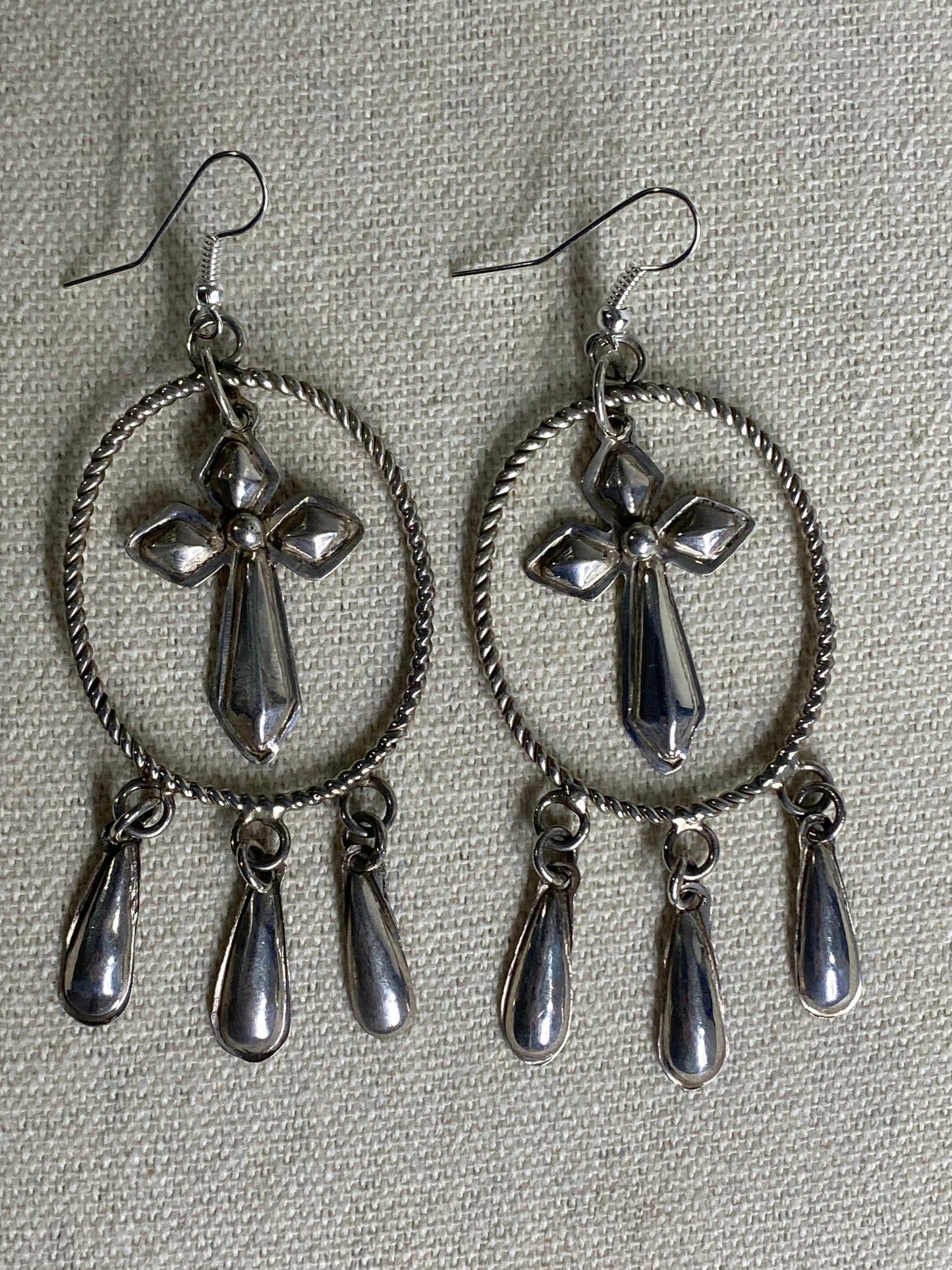 Tim Yazzie Navajo Handmade Sterling Silver Cross Earrings – Statement Pair - Echo Canyon Collective