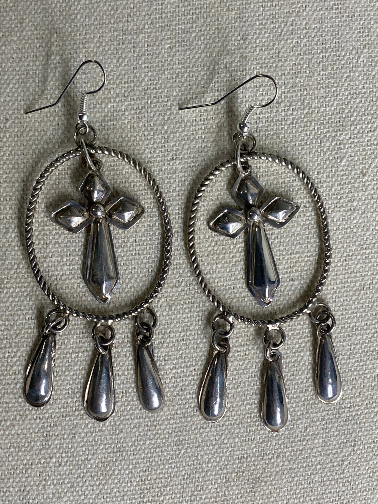 Tim Yazzie Navajo Handmade Sterling Silver Cross Earrings – Statement Pair - Echo Canyon Collective