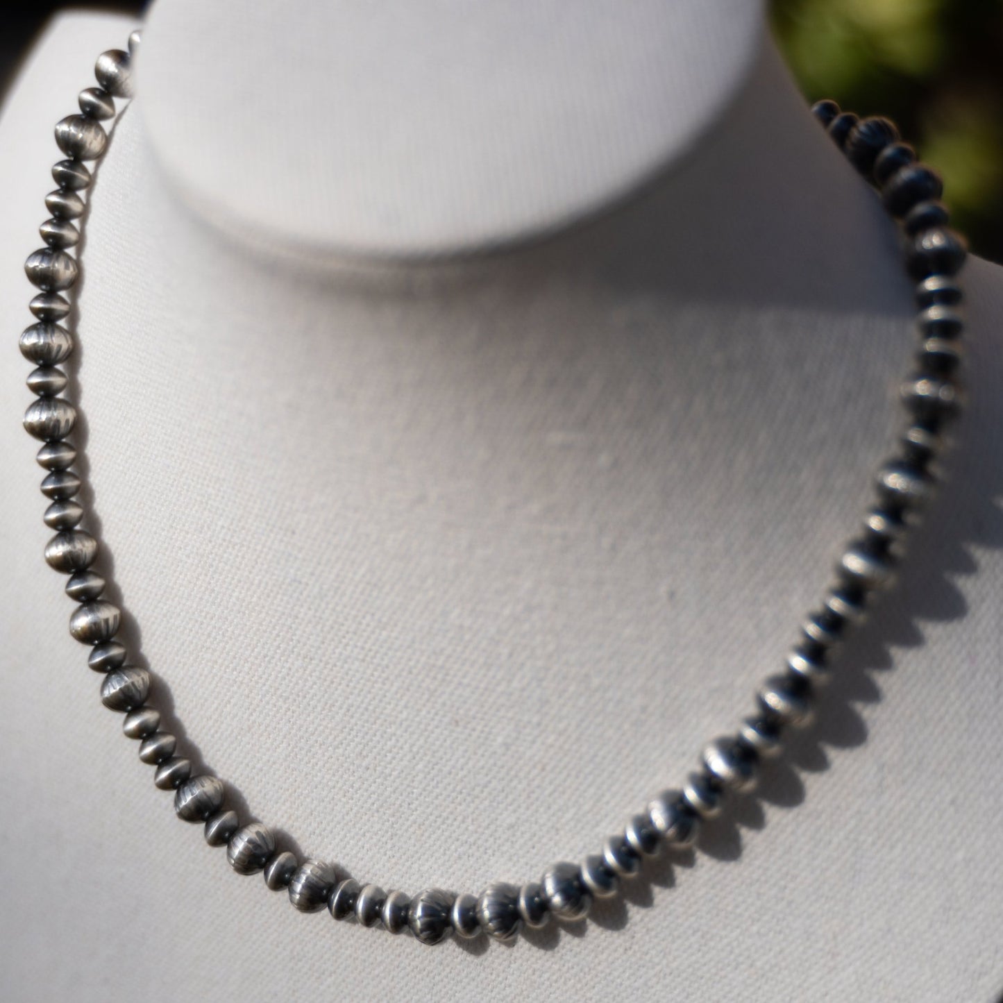 Tonisha Haley Handmade Sterling Silver Navajo Pearl Necklace 18" - Echo Canyon Collective
