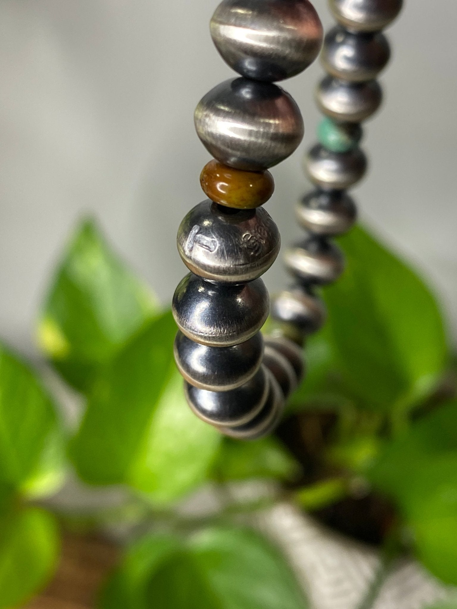 Tonisha Haley Turquoise and Sterling Silver Bead Stretch Bracelet | Navajo Handmade, Various Sizes - Echo Canyon Collective